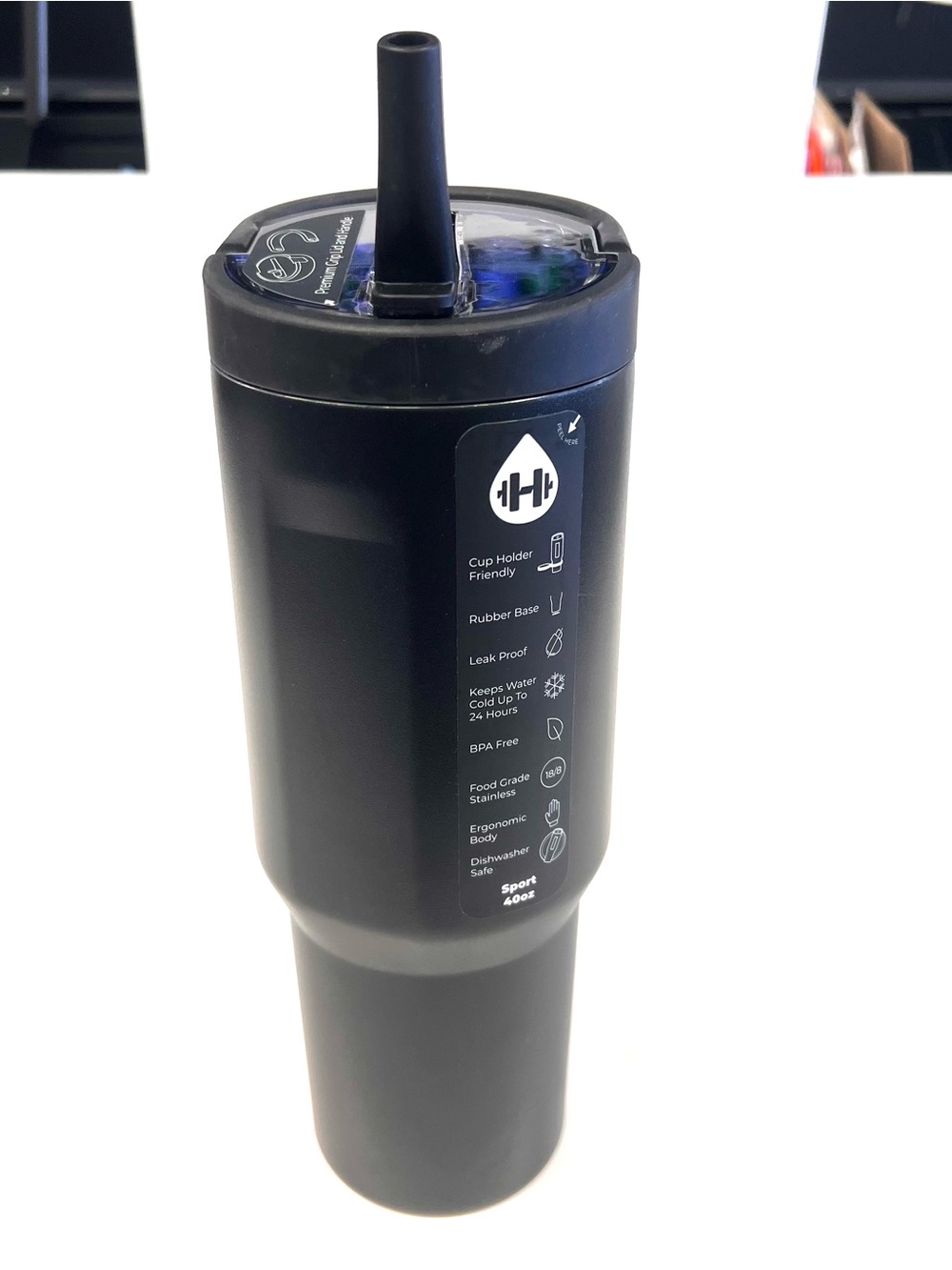 HYDROJUG Sport Top 40oz Water Bottle Black Stainless Steel Tumbler